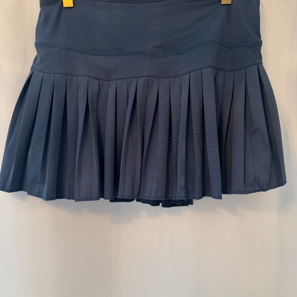 Gold Hinge Pleated Tennis Skirt with Built in Spandex Shorts - Picture 2 of 2